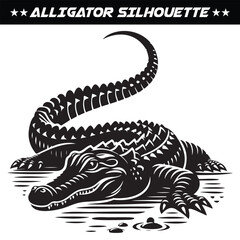 Fierce alligator silhouette vector isolated on white background
