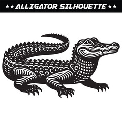 Fierce alligator silhouette vector isolated on white background