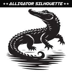 Fierce alligator silhouette vector isolated on white background