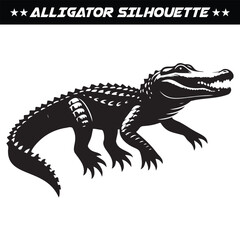 Fierce alligator silhouette vector isolated on white background