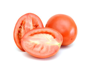 Plum tomatoes on white background