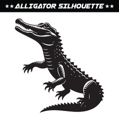 Fierce alligator silhouette vector isolated on white background