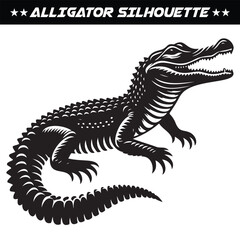 Fierce alligator silhouette vector isolated on white background