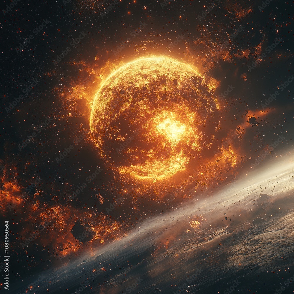 Wall mural supernova explosion in space cosmic event astronomy celestial environment dramatic viewpoint
