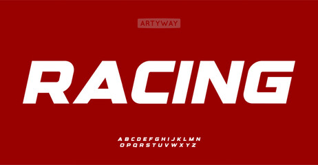 Automotive alphabet, bold italic sans serif letters, speed racing font for bright modern logo, emphasis headline, contemporary typography, modern typographic design. Vector typeset