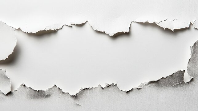 White paper ripped and torn to create a blank canvas with a grunge texture.