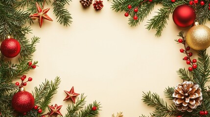 Christmas decor background with space for text and festive elements.