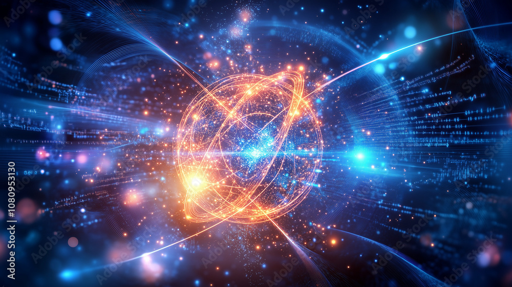 Wall mural quantum computing data