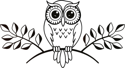 Obraz premium owl sitting on branch vector silhouette 