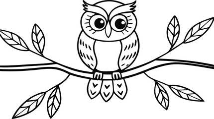 owl sitting on branch vector silhouette 