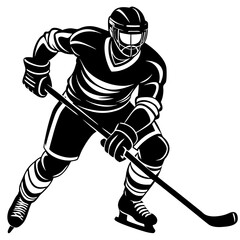Obraz premium hockey player vector silhouette on white background