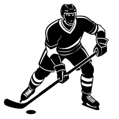 hockey player vector silhouette on white background