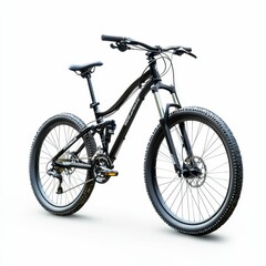 Fototapeta premium Black mountain bike on white background.