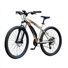 Obraz premium Silver mountain bike with thick tires.