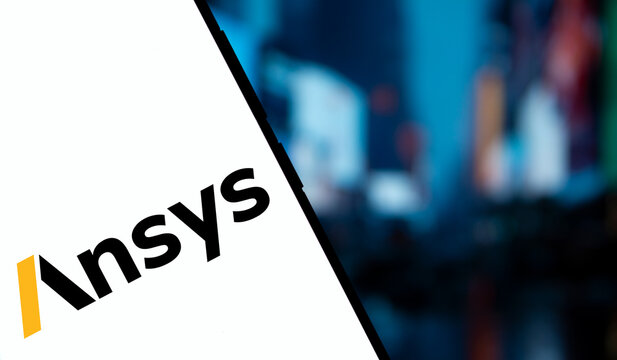Dhaka, Bangladesh- 14 Nov 2024: Ansys logo is displayed on smartphone.  Ansys Inc is an american multinational company.