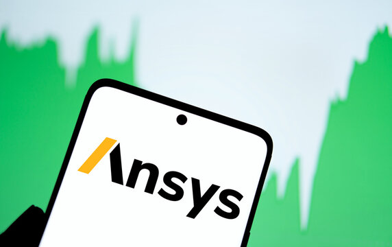 Dhaka, Bangladesh- 14 Nov 2024: Ansys logo is displayed on smartphone.  Ansys Inc is an american multinational company.
