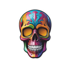 Fototapeta premium 3D skull sticker colorful isolated transparent background