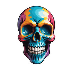 Fototapeta premium 3D skull sticker colorful isolated transparent background