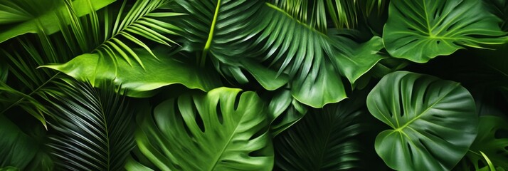 Tropical Leaves Background: Lush Green Foliage Texture