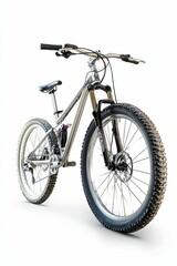 Fototapeta premium Silver mountain bike with thick tires.