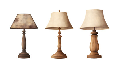 Obraz premium Set of rustic table lamps on a transparent background. isolated background.