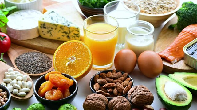 Food products recommended for osteoporosis and healthy bones.