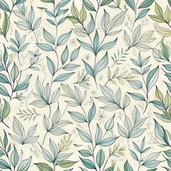 Thin Line Leaves and Flowers Seamless Design. Perfect for: Eco-friendly spaces, minimalist art shows