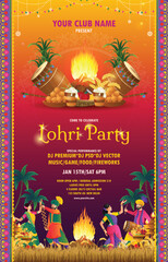 vertical poster of Lohri party with gradient color concept