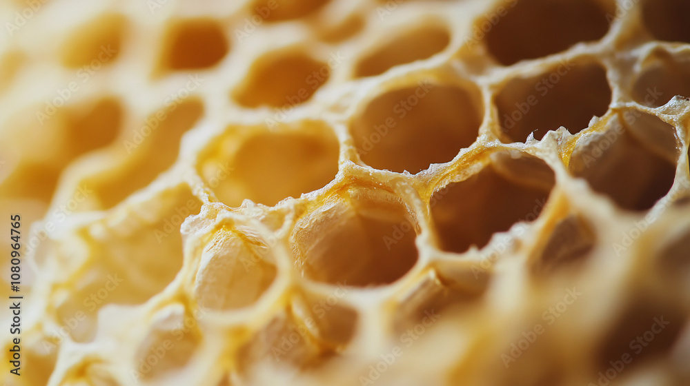 Poster Macro photography of empty honeycomb revealing the beautiful hexagonal pattern of cells