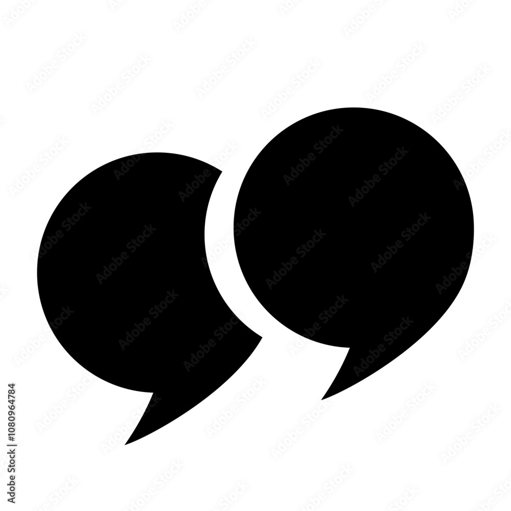 Fototapete round quotation marks icons are black on a white background. quotes, isolated vector icons in the fo