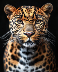 Obraz premium A leopard with intense gaze showcasing its striking spotted pattern.