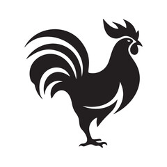 Minimal rooster silhouette icon vector