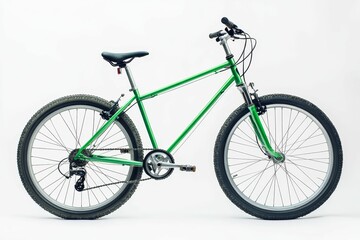 Obraz premium Green mountain bike isolated on white background.