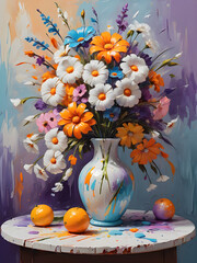 Vase with colorful flowers