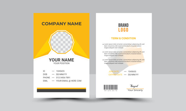 Professional ID Card Template for Corporate Identity and Employee Badges, Customizable ID Card Template for Conferences, High-Quality Digital ID Card Design.