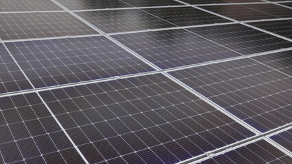 Solar panels close-up. Solar panels slow motion. Solar panels moving shot. Close-up of modern photovoltaic solar battery panels. alternative electricity source