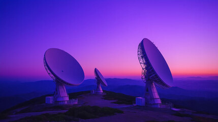 Purple Sunset Satellite Dishes 