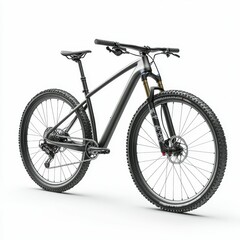 Fototapeta premium Black mountain bike on white background.