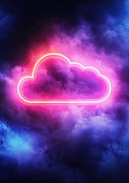 A neon cloud with a red outline