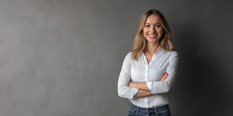 A Professional Business Portrait featuring a Confident and Charming Young Woman who embodies success and leadership in her corporate and modern lifestyle, showcasing her dynamic communication skills