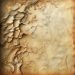 Abstract grunge background with ornament on old paper texture. Generated AI.	
