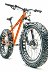 Naklejka premium Orange fat tire bike isolated on white.