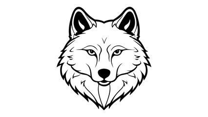 cute fluffy wolf head vector outline shape illustration