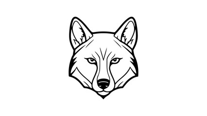 wolf head isolated on white vector simple outline illustration