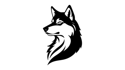 black and white beautiful wolf art from side 