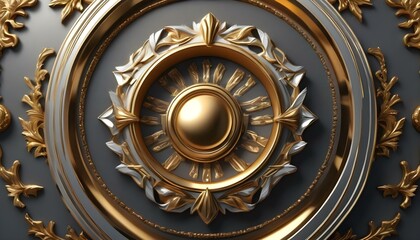 Obraz premium Old-fashioned 3D golden door knocker on the wall. AI generated