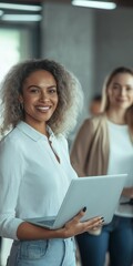 Fototapeta premium Professional Business Meeting Featuring Confident and Capable Female Leaders Engaging in Productive Discussions and Creative Brainstorming Sessions for Enhanced Collaboration and Success