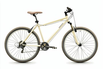 Fototapeta premium Beige mountain bike isolated on white.