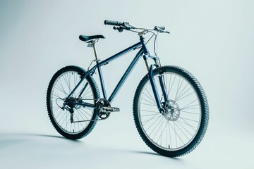 Fototapeta premium Blue mountain bike on a white background.