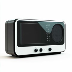 Fototapeta premium Modern black and white radio with screen.